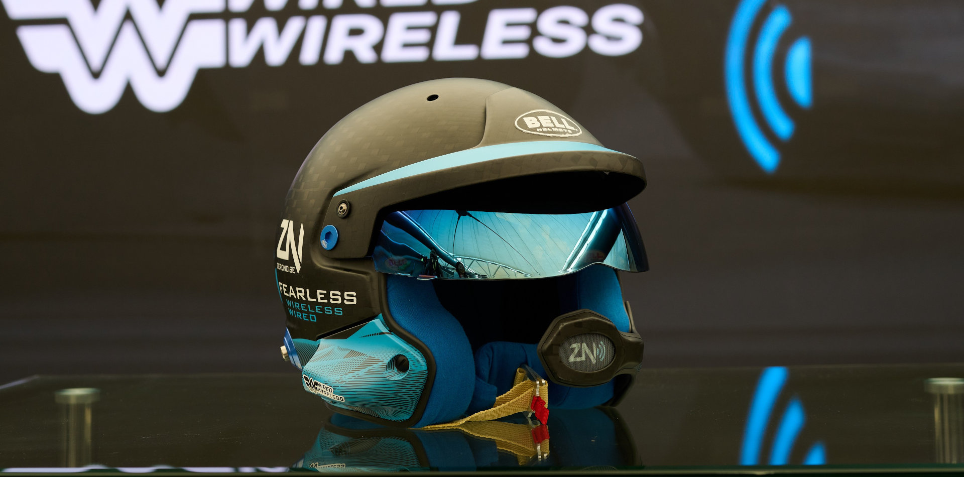 The groundbreaking Bell Racing and Zeronoise Wired-Wireless communication system for rally drivers and co-drivers